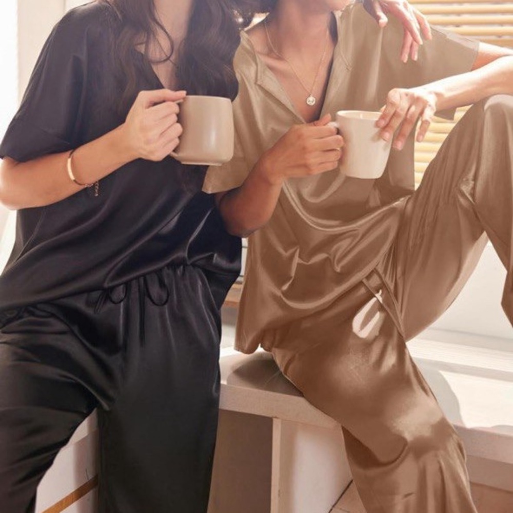 NWT| Champagne Satin Pajama Set - Picture 5 of 9